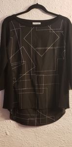 NY&Company black chiffon top 3/4 knit sleeves S